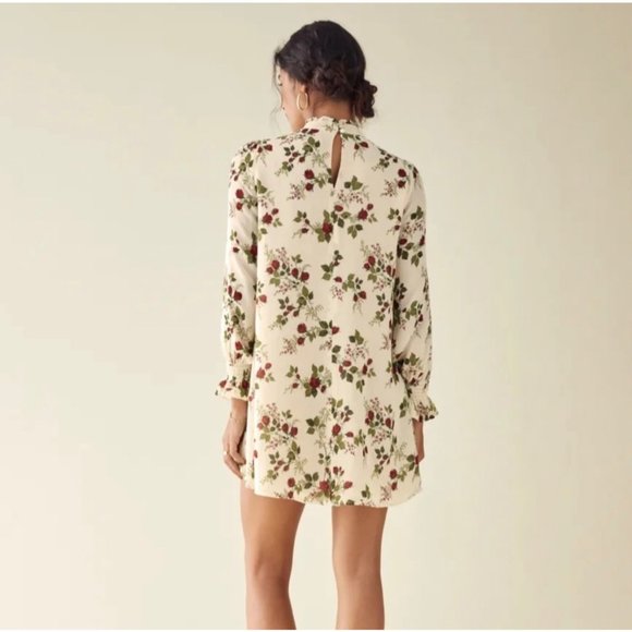 Reformation Jourdan Floral Mock Neck Mini Dress in Regency - Picture 2 of 11